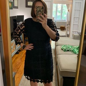 Loft Lace/cut out Dress Navy Blue